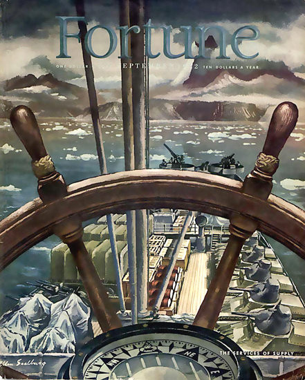 Fortune Magazine Cover Copyright 1942 Services Of Supply | Vintage Ad and Cover Art 1891-1970