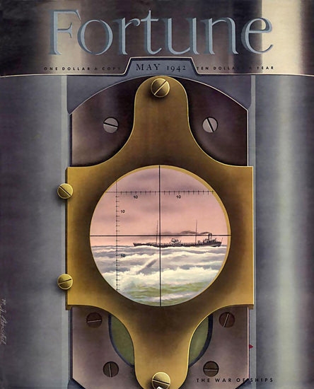 Fortune Magazine Cover Copyright 1942 The War Of Ships | Vintage Ad and Cover Art 1891-1970