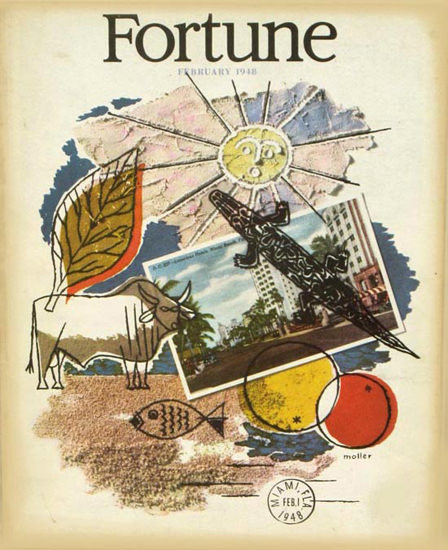 Fortune Magazine Cover Copyright 1948 Miami Florida | Vintage Ad and Cover Art 1891-1970