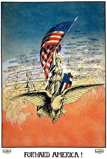 Forward America Liberty Esgle Airplane | Vintage War Propaganda Posters 1891-1970