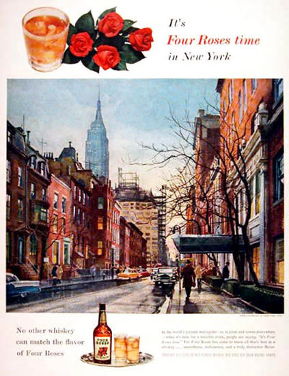 Four Roses Whiskey 1955 Old New York | Vintage Ad and Cover Art 1891-1970