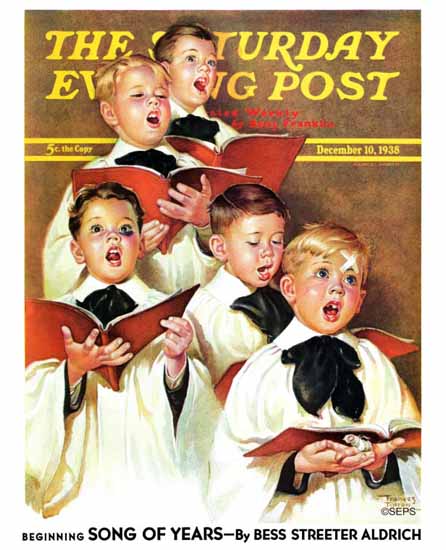 Frances Tipton Hunter Saturday Evening Post Choir Boys 1938_12_10 | The Saturday Evening Post Graphic Art Covers 1931-1969