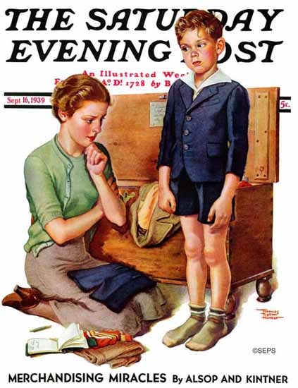 Frances Tipton Hunter Saturday Evening Post Growing Boy 1939_09_16 | The Saturday Evening Post Graphic Art Covers 1931-1969