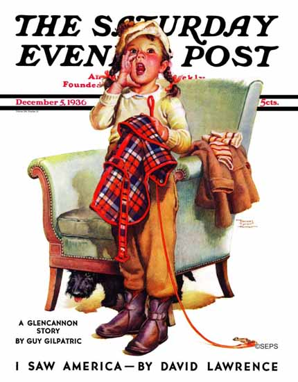 Frances Tipton Hunter Saturday Evening Post Here Boy 1936_12_05 | The Saturday Evening Post Graphic Art Covers 1931-1969