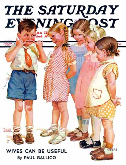 Frances Tipton Hunter Saturday Evening Post Making Faces 1937_07_10 | The Saturday Evening Post Graphic Art Covers 1931-1969