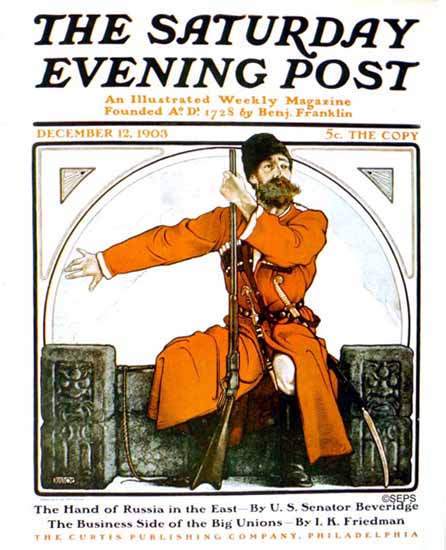 Frank Walter Taylor Saturday Evening Post The Hand of Russia 1903_12_12 | The Saturday Evening Post Graphic Art Covers 1892-1930