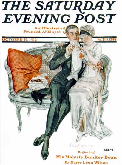 Frank X Leyendecker Saturday Evening Post Engagement 1912_10_12 | The Saturday Evening Post Graphic Art Covers 1892-1930