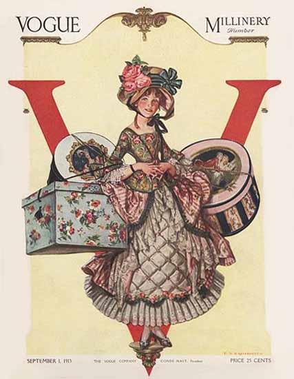 Frank X Leyendecker Vogue Cover 1913-09-01 Copyright | Vogue Magazine Graphic Art Covers 1902-1958