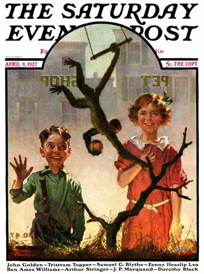 Frederic Stanley Cover Artist Saturday Evening Post Pet Shop 1927_04_09 | The Saturday Evening Post Graphic Art Covers 1892-1930