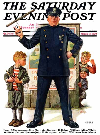 Frederic Stanley Saturday Evening Post Police Protection 1930_03_15 | The Saturday Evening Post Graphic Art Covers 1892-1930