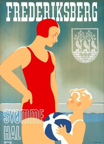 Frederiksberg Svomme Hal Denmark Swimming | Vintage Ad and Cover Art 1891-1970