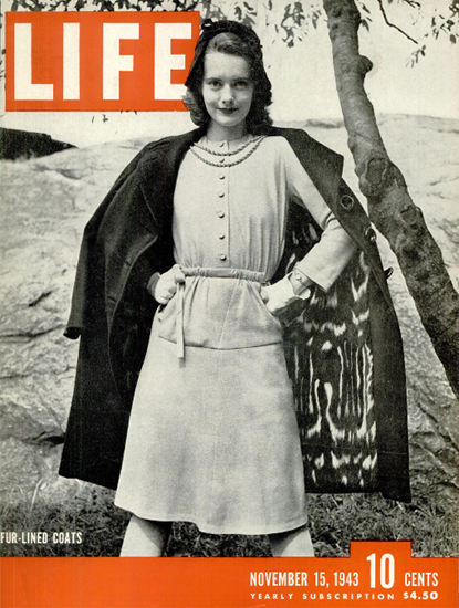 Fur-Lined Coats 15 Nov 1943 Copyright Life Magazine | Life Magazine BW Photo Covers 1936-1970