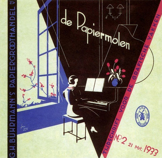 G H Buhrmanns De Papiermolen 1933 Piano | Vintage Ad and Cover Art 1891-1970