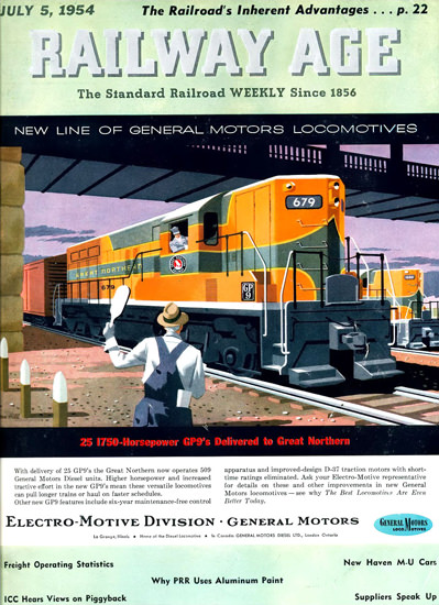 GM Electro LocoMotive 1954 Great Northern | Vintage Ad and Cover Art 1891-1970