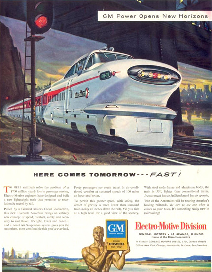 GM Electro LocoMotive Division Tomorrow 1955 | Vintage Ad and Cover Art 1891-1970