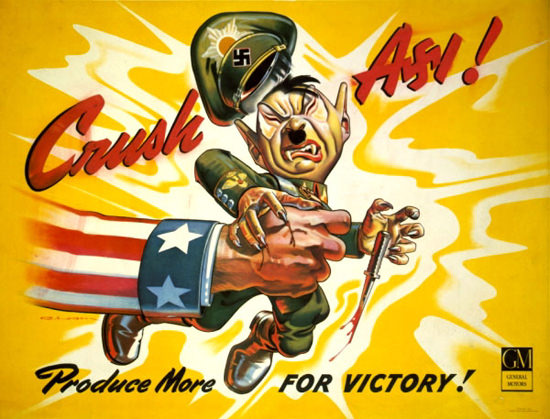 GM General Motors Crush Axi Produce For Victory | Vintage War Propaganda Posters 1891-1970