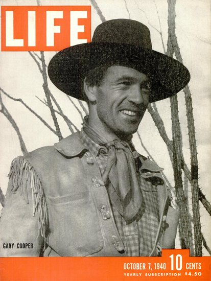 Gary Cooper 7 Oct 1940 Copyright Life Magazine | Life Magazine BW Photo Covers 1936-1970