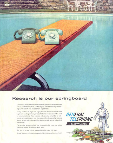 Geneal Telephone Research Springboard 1959 | Vintage Ad and Cover Art 1891-1970