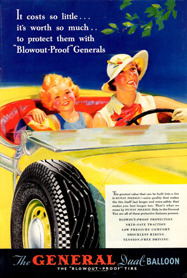 General Dual Balloon Tire 1935 | Vintage Ad and Cover Art 1891-1970