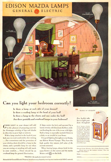 General Electric Edison Mazda Lamps 1931 | Vintage Ad and Cover Art 1891-1970