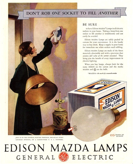 General Electric Edison Mazda Lamps | Vintage Ad and Cover Art 1891-1970