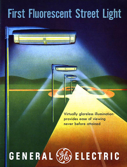 General Electric First Fluorescent Street Light | Vintage Ad and Cover Art 1891-1970