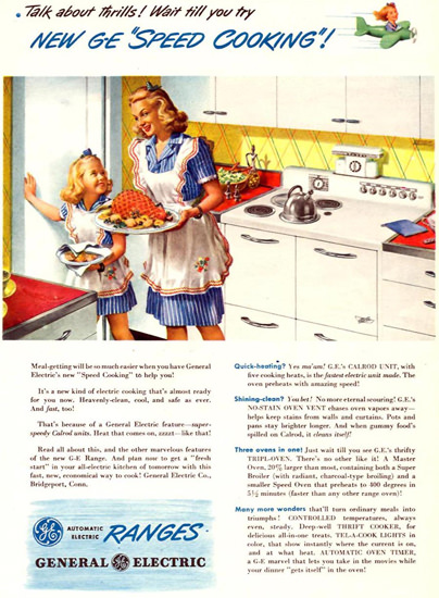 General Electric Ranges Speed Cooking 1945 | Vintage Ad and Cover Art 1891-1970