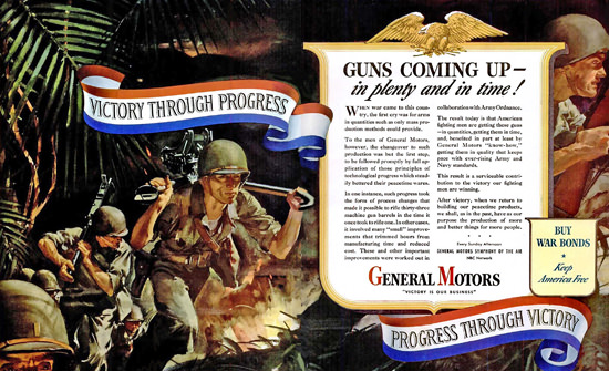 General Motors Guns Coming Up | Vintage War Propaganda Posters 1891-1970