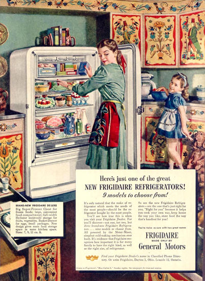 General Motors Refrigerator Fridge 1948 | Vintage Ad and Cover Art 1891-1970