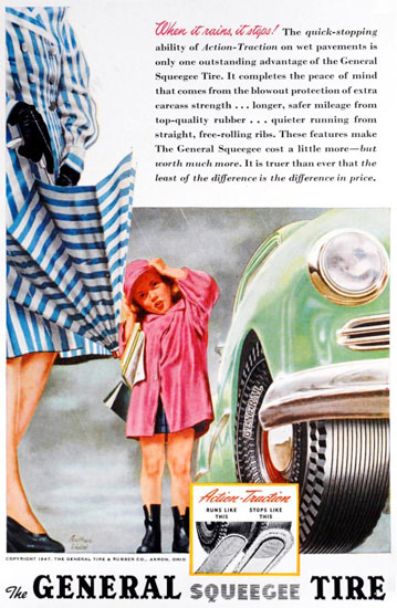 General Tire When It Rains It Stops 1947 | Vintage Ad and Cover Art 1891-1970