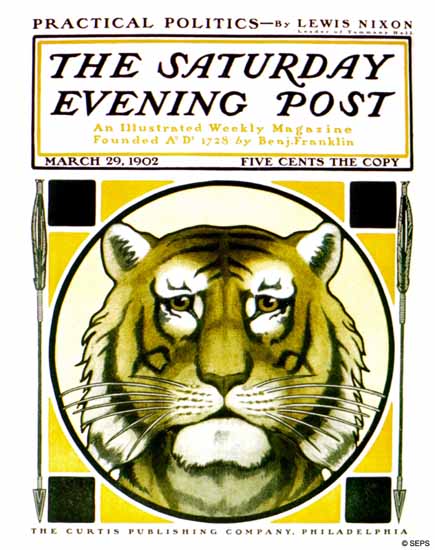 George Gibbs Artist Saturday Evening Post Tiger 1902_03_29 | The Saturday Evening Post Graphic Art Covers 1892-1930