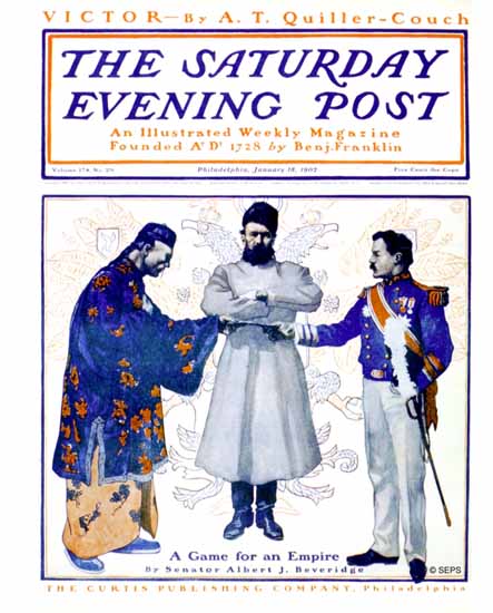 George Gibbs Saturday Evening Post A Game for an Empire 1902_01_18 | The Saturday Evening Post Graphic Art Covers 1892-1930