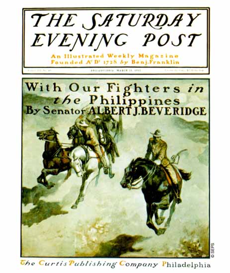 George Gibbs Saturday Evening Post Fighters in Philippines 1900_03_31 | The Saturday Evening Post Graphic Art Covers 1892-1930