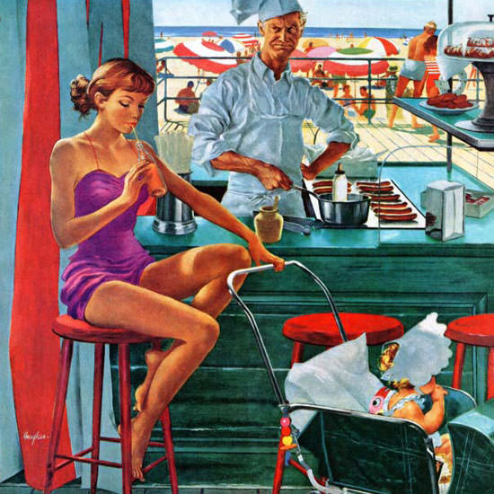 George Hughes Saturday Evening Post Beach 1954_08_28 Copyright crop | Best of 1950s Ad and Cover Art