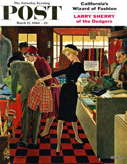 George Hughes Saturday Evening Post Bermuda Shorts 1960_03_12 | The Saturday Evening Post Graphic Art Covers 1931-1969