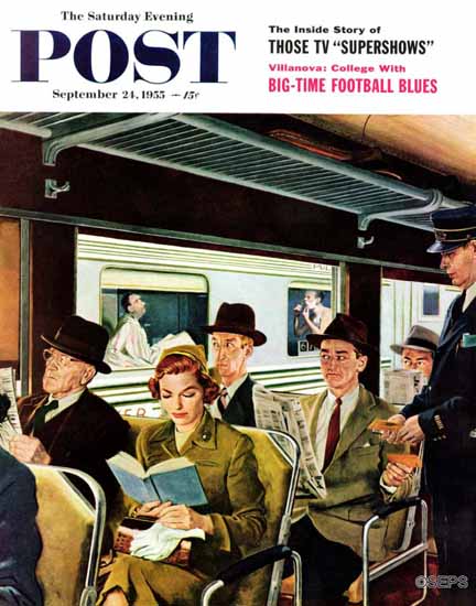 George Hughes Saturday Evening Post Does Not Commute 1955_09_24 | The Saturday Evening Post Graphic Art Covers 1931-1969