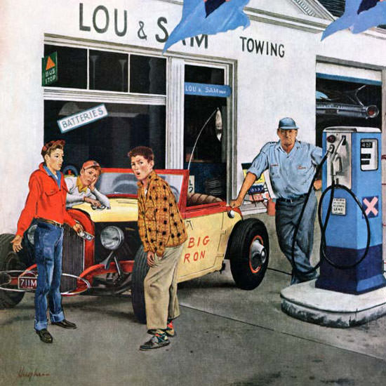 George Hughes Saturday Evening Post Gas 1960_03_26 Copyright crop | Best of 1960s Ad and Cover Art