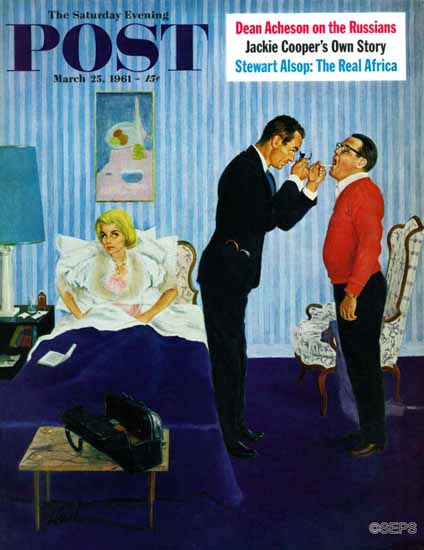 George Hughes Saturday Evening Post House Call 1961_03_25 | The Saturday Evening Post Graphic Art Covers 1931-1969