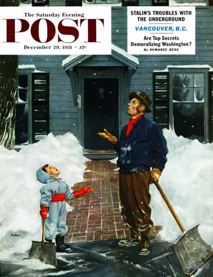 George Hughes Saturday Evening Post More Snow 1951_12_29 | The Saturday Evening Post Graphic Art Covers 1931-1969