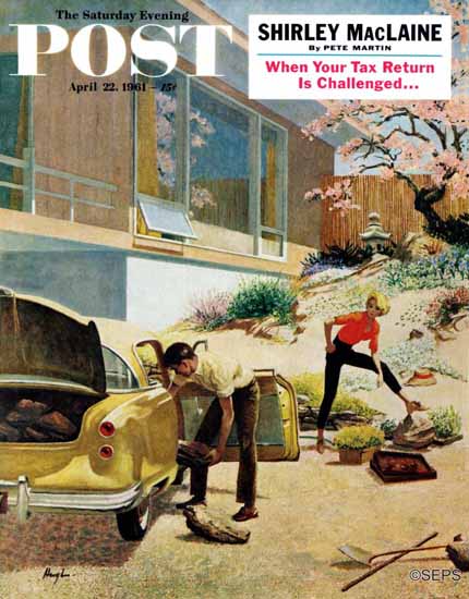 George Hughes Saturday Evening Post Rock Garden 1961_04_22 | The Saturday Evening Post Graphic Art Covers 1931-1969