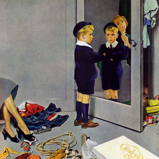 George Hughes Saturday Evening Post Suit 1950_02_25 Copyright crop | Best of Vintage Cover Art 1900-1970