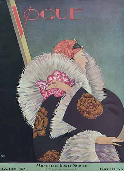 George Wolfe Plank Vogue Cover 1927-01-01 Copyright | Vogue Magazine Graphic Art Covers 1902-1958