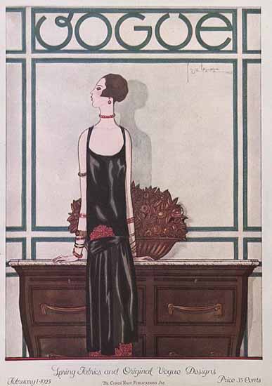 Georges Lepape Vogue Cover 1925-02-01 Copyright | Vogue Magazine Graphic Art Covers 1902-1958