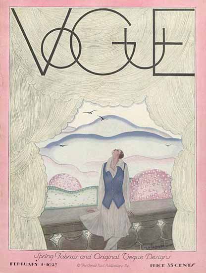 Georges Lepape Vogue Cover 1927-02-01 Copyright | Vogue Magazine Graphic Art Covers 1902-1958