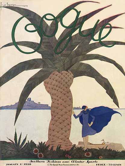 Georges Lepape Vogue Cover 1928-01-01 Copyright | Vogue Magazine Graphic Art Covers 1902-1958