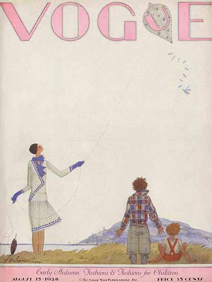 Georges Lepape Vogue Cover 1928-08-15 Copyright | Vogue Magazine Graphic Art Covers 1902-1958