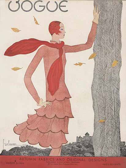 Georges Lepape Vogue Cover 1929-08-31 Copyright | Vogue Magazine Graphic Art Covers 1902-1958