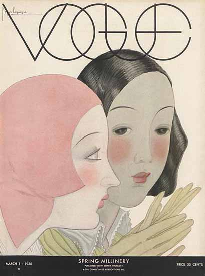 Georges Lepape Vogue Cover 1930-03-01 Copyright | Vogue Magazine Graphic Art Covers 1902-1958