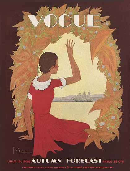 Georges Lepape Vogue Cover 1930-07-19 Copyright | Vogue Magazine Graphic Art Covers 1902-1958