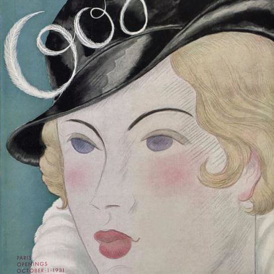 Georges Lepape Vogue Cover 1931-10-01 Copyright crop | Best of Vintage Cover Art 1900-1970